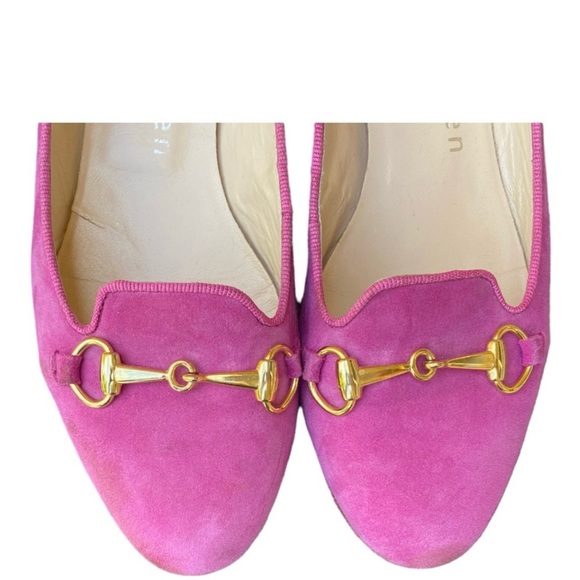 Patricia Green Suede Flat Loafers Gold Horsebit Detail in Pink size 38.5 EU - Picture 3 of 8
